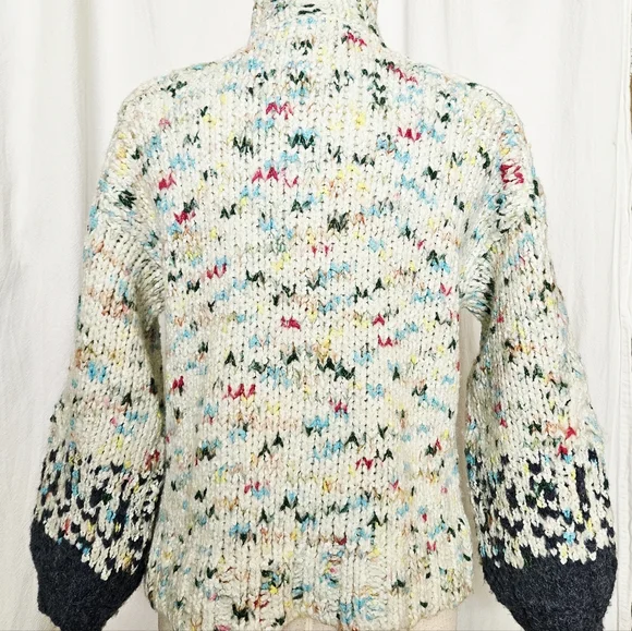 Anthropologie Gaia Sweater XXS COZY Blue Chunky Knit Confetti NWT Mock Neck - Picture 5 of 11